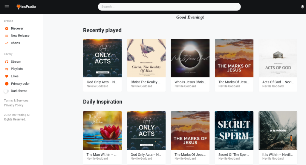 insPradio Discover Page